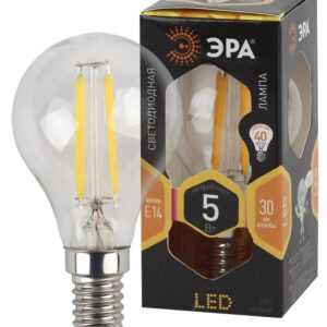 Лампочка светодиодная ЭРА F-LED P45-5W-827-E14 Е14 / Е14 5 Вт филамент шар теплый белый свет купить оптом недорого