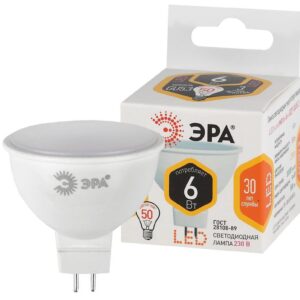 Лампочка светодиодная ЭРА STD LED MR16-6W-827-GU5.3 GU5.3 6Вт софит теплый белый свет (размер кор.) купить оптом недорого