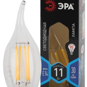 Лампочка светодиодная ЭРА F-LED BXS-11W-840-E14 Е14 / Е14 11Вт филамент свеча на ветру нейтральный белый свет купить оптом недорого