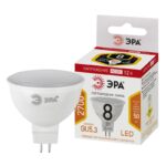Лампочка светодиодная ЭРА STD LED MR16-8W-12V-827-GU5.3 GU5.3 8 Вт софит теплый белый свет купить оптом недорого