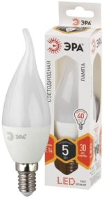 Лампочка светодиодная ЭРА STD LED BXS-5W-827-E14 E14 / Е14 5Вт свеча на ветру теплый белый свет купить оптом недорого