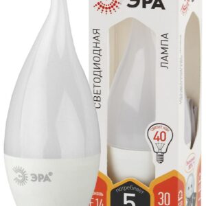 Лампочка светодиодная ЭРА STD LED BXS-5W-827-E14 E14 / Е14 5Вт свеча на ветру теплый белый свет купить оптом недорого