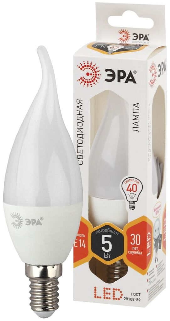 Лампочка светодиодная ЭРА STD LED BXS-5W-827-E14 E14 / Е14 5Вт свеча на ветру теплый белый свет оптом купить хорошая цена Лампочка светодиодная ЭРА STD LED BXS-5W-827-E14 E14 / Е14 5Вт свеча на ветру теплый белый свет купить оптом недорого