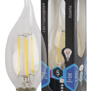Лампочка светодиодная ЭРА F-LED BXS-5W-840-E14 Е14 / Е14 5Вт филамент свеча на ветру нейтральный белый свет купить оптом недорого