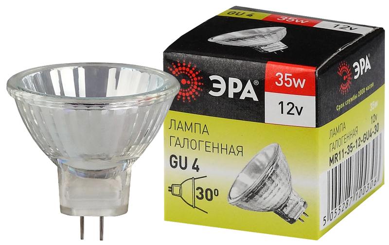 Лампочка галогенная ЭРА GU4-MR11-35W-12V-30CL GU4 35Вт софит теплый белый свет оптом купить хорошая цена Лампочка галогенная ЭРА GU4-MR11-35W-12V-30CL GU4 35Вт софит теплый белый свет купить оптом недорого