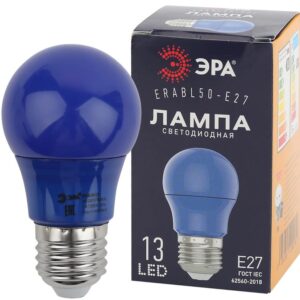 Лампочка светодиодная ЭРА STD ERABL50-E27 E27 / Е27 3Вт груша синий для белт-лайт купить оптом недорого