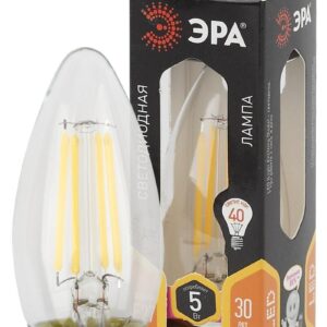Лампочка светодиодная ЭРА F-LED B35-5W-827-E27 Е27 / Е27 5Вт филамент свеча теплый белый свет купить оптом недорого