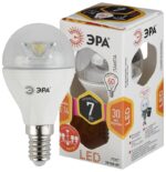 Лампочка светодиодная ЭРА LED P45-7W-827-E14-Clear E14 / Е14 7Вт шар теплый белый свет купить оптом недорого