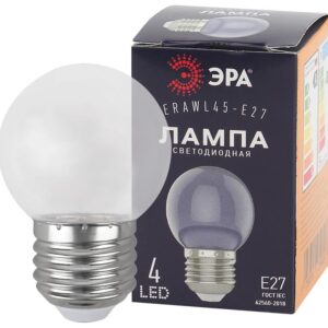 Лампочка светодиодная ЭРА STD ERAWL45-E27 E27 / Е27 1Вт шар прозрачный для белт-лайт купить оптом недорого