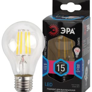 Лампочка светодиодная ЭРА F-LED A60-15W-840-E27 Е27 / Е27 15Вт филамент груша нейтральный белый свет купить оптом недорого