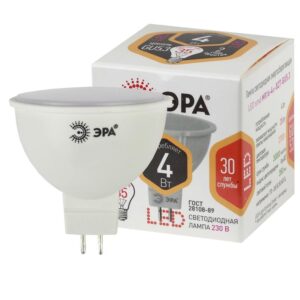 Лампочка светодиодная ЭРА STD LED MR16-4W-827-GU5.3 GU5.3 4Вт софит теплый белый свет купить оптом недорого