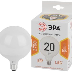 Лампочка светодиодная ЭРА STD LED G120-20W-2700K-E27 E27 / Е27 20Вт шар теплый белый свет купить оптом недорого