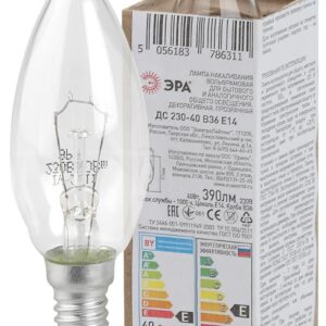 Лампочка ЭРА B36 40Вт Е14 / E14 230В свечка прозрачная в гофре купить оптом недорого