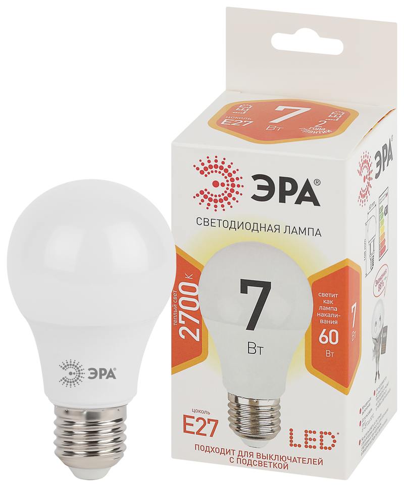 Лампочка светодиодная ЭРА STD LED A60-7W-827-E27 E27 / Е27 7Вт груша теплый белый свет оптом купить хорошая цена Лампочка светодиодная ЭРА STD LED A60-7W-827-E27 E27 / Е27 7Вт груша теплый белый свет купить оптом недорого