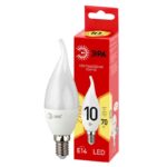 Лампочка светодиодная ЭРА RED LINE LED BXS-10W-827-E14 R E14 / Е14 10Вт свеча на ветру теплый белый свет купить оптом недорого