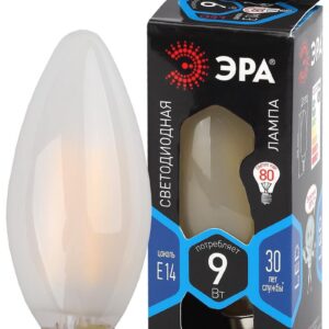 Лампочка светодиодная ЭРА F-LED B35-9w-840-E14 frost Е14 / Е14 9Вт филамент свеча матовая нейтральный белый свет купить оптом недорого