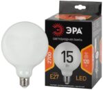 Лампочка светодиодная ЭРА F-LED G125-15w-827-E27 OPAL E27 / Е27 15Вт филамент шар матовый теплый белый свет купить оптом недорого