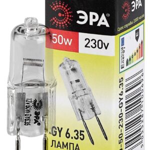 Лампочка галогенная ЭРА GY6.35-JCD-50W-230V GY6.35 50Вт капсула теплый белый свет купить оптом недорого