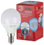 Лампочка светодиодная ЭРА RED LINE ECO LED P45-6W-840-E14 E14 / Е14 6Вт шар нейтральный белый свет купить оптом недорого