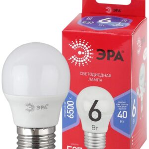 Лампочка светодиодная ЭРА RED LINE LED P45-6W-865-E27 R E27 / Е27 6Вт шар холодный дневной свет купить оптом недорого