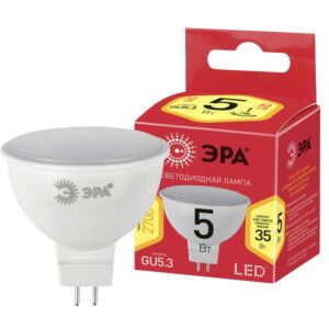 Лампочка светодиодная ЭРА RED LINE ECO LED MR16-5W-827-GU5.3 GU5.3 5Вт софит теплый белый свет купить оптом недорого