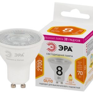 Лампочка светодиодная ЭРА STD LED Lense MR16-8W-827-GU10 GU10 8Вт линзованная софит теплый белый свет купить оптом недорого