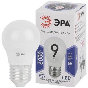 Лампочка светодиодная ЭРА STD LED P45-9W-860-E27 E27 / Е27 9Вт шар холодный дневной свет купить оптом недорого