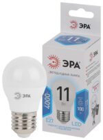 Лампочка светодиодная ЭРА STD LED P45-11W-840-E27 E27 / Е27 11Вт шар нейтральный белый свет купить оптом недорого