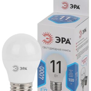 Лампочка светодиодная ЭРА STD LED P45-11W-840-E27 E27 / Е27 11Вт шар нейтральный белый свет купить оптом недорого
