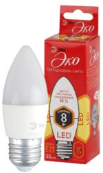 Лампочка светодиодная ЭРА RED LINE ECO LED B35-8W-827-E27 E27 / Е27 8Вт свеча теплый белый свет купить оптом недорого