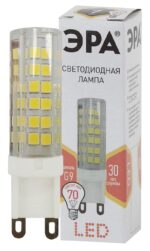 Лампочка светодиодная ЭРА STD LED JCD-7W-CER-827-G9 G9 7Вт керамика капсула теплый белый свет купить оптом недорого