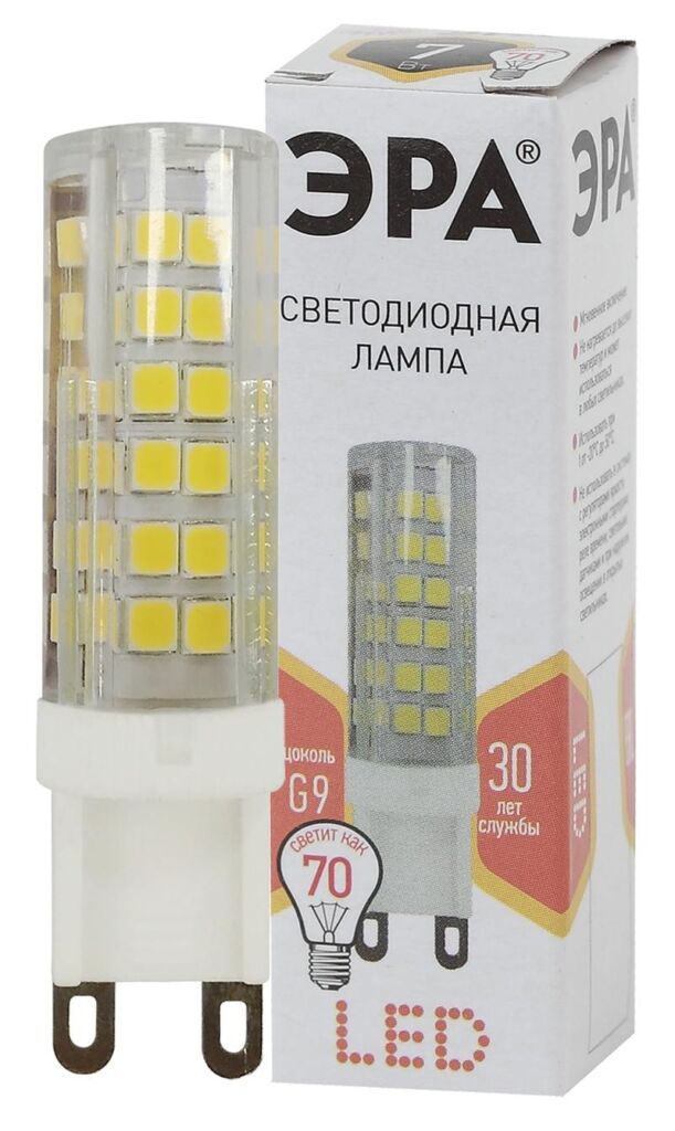 Лампочка светодиодная ЭРА STD LED JCD-7W-CER-827-G9 G9 7Вт керамика капсула теплый белый свет оптом купить хорошая цена Лампочка светодиодная ЭРА STD LED JCD-7W-CER-827-G9 G9 7Вт керамика капсула теплый белый свет купить оптом недорого