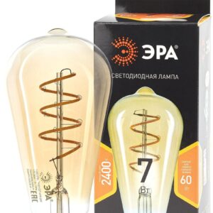 Лампочка светодиодная ЭРА F-LED ST64-7W-824-E27 spiral gold E27 / Е27 7Вт филамент золотистый теплый белый свет купить оптом недорого