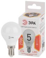 Лампочка светодиодная ЭРА STD LED P45-5W-827-E14 E14 / Е14 5Вт шар теплый белый свет купить оптом недорого