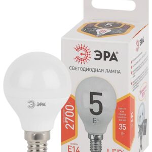Лампочка светодиодная ЭРА STD LED P45-5W-827-E14 E14 / Е14 5Вт шар теплый белый свет купить оптом недорого