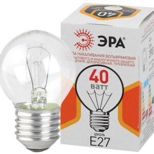 Лампочка ЭРА P45 40Вт Е27 / E27 230В шар прозрачный цветная упаковка купить оптом недорого