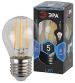 Лампочка светодиодная ЭРА F-LED P45-5W-840-E27 Е27 / Е27 5 Вт филамент шар нейтральный белый свет купить оптом недорого