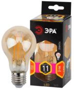 Лампочка светодиодная ЭРА F-LED A60-11W-827-E27 gold Е27 / Е27 11Вт филамент груша золотистая теплый белый свет купить оптом недорого