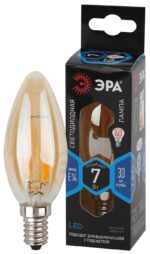 Лампочка светодиодная ЭРА F-LED B35-7W-840-E14 gold Е14 / Е14 7Вт филамент свеча золотистая нейтральный белый свет купить оптом недорого