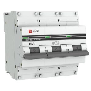 Выключатель автоматический модульный 3п C 63А 10кА ВА 47-100 PROxima EKF mcb47100-3-63C-pro оптом купить цена