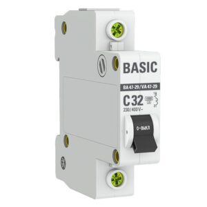 Выключатель автоматический модульный 1п C 32А 4.5кА ВА 47-29 Basic EKF mcb4729-1-32C оптом купить цена