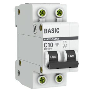 Выключатель автоматический модульный 2п C 10А 4.5кА ВА 47-29 Basic EKF mcb4729-2-10C оптом купить цена
