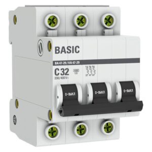 Выключатель автоматический модульный 3п C 32А 4.5кА ВА 47-29 Basic EKF mcb4729-3-32C оптом купить цена