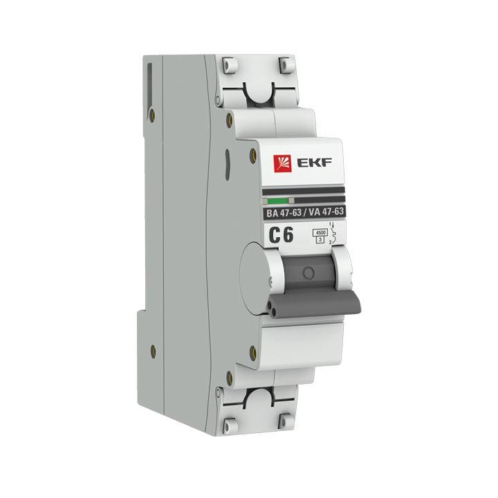 Выключатель автоматический модульный 1п C 6А 4.5кА ВА 47-63 PROxima EKF mcb4763-1-06C-pro купить оптом выгодно Выключатель автоматический модульный 1п C 6А 4.5кА ВА 47-63 PROxima EKF mcb4763-1-06C-pro оптом купить цена