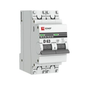 Выключатель автоматический модульный 2п D 63А 4.5кА ВА 47-63 PROxima EKF mcb4763-2-63D-pro оптом купить цена