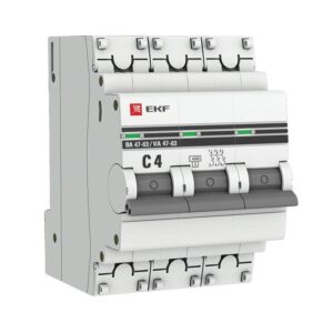 Выключатель автоматический модульный 3п C 4А 4.5кА ВА 47-63 PROxima EKF mcb4763-3-04C-pro оптом купить цена