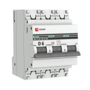 Выключатель автоматический модульный 3п D 6А 4.5кА ВА 47-63 PROxima EKF mcb4763-3-06D-pro оптом купить цена