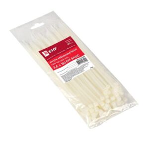 Хомут кабельный 3.6х180 нейл. бел. (уп.100шт) EKF plc-c-3.6x180 оптом купить цена