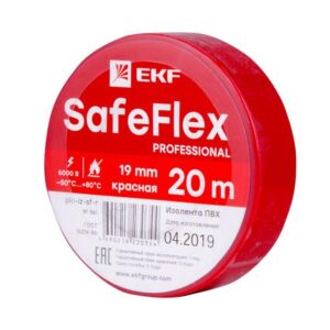 Изолента ПВХ 19мм (рул.20м) крас. SafeFlex EKF plc-iz-sf-r оптом купить цена