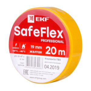 Изолента ПВХ 19мм (рул.20м) желт. SafeFlex EKF plc-iz-sf-y оптом купить цена
